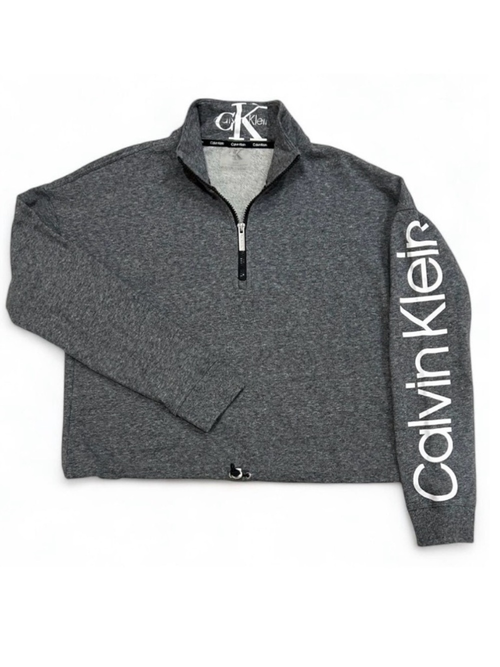 Calvin Klein Half Zip Oversized Athletic Crop Pullover Sz Small